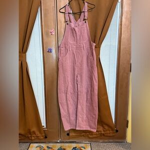NWT pink overalls, corduroy. Size large